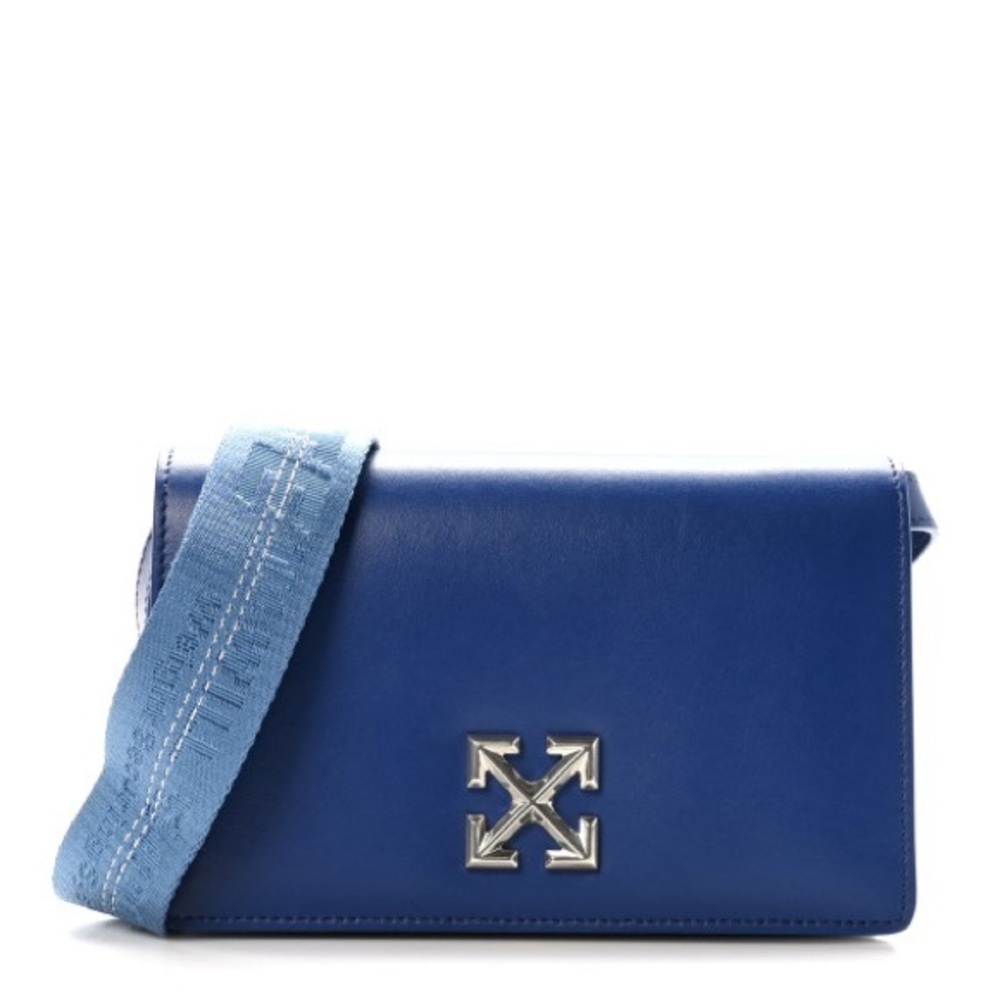 OFF-WHITE  Jitney 0.5 Leather Shoulder Bag Blue Arrow Plaques Logo VIRGIL ABLOH